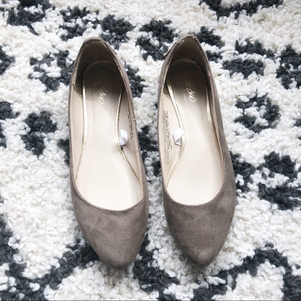 Mossimo | Taupe Pointed Toe Flats W/ Gold Embell.